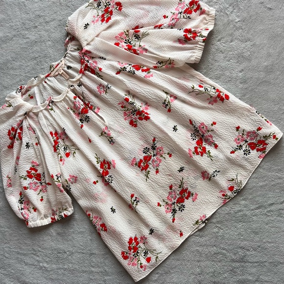 Rebecca Taylor Tops - Rebecca Taylor Esmee Silk Crinkle Cottagecore Floral Puff Sleeve Ruffle Blouse